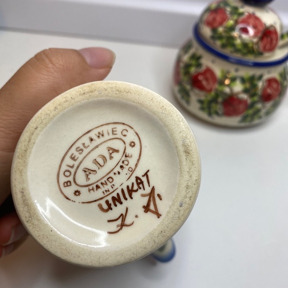Polish Pottery Sugar bowl and creamer From Zaklady Ceramiczne Boleslawiec Unikat - Picture 6 of 14